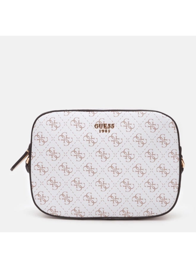 جس حقيبة كروس بودي نسائية GUESS Kamryn – لون حليبي، نقش 4G، حزام قابل للتعديل - Image 1